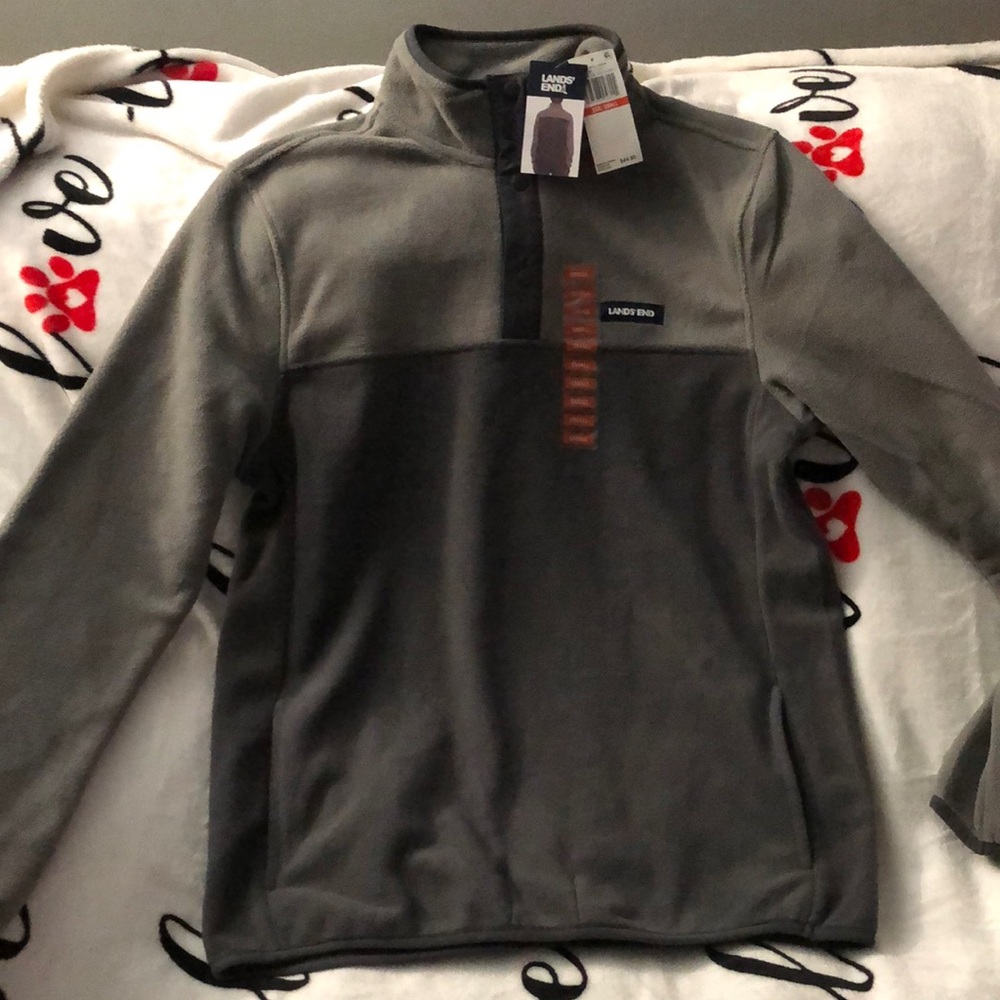 Lands' End Gray Fleece Pullover